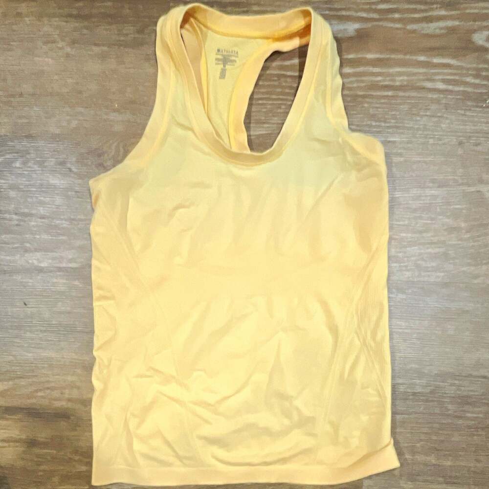 Athleta Racerback Tank Top peach Solid Breathable Fitted Knit Women M